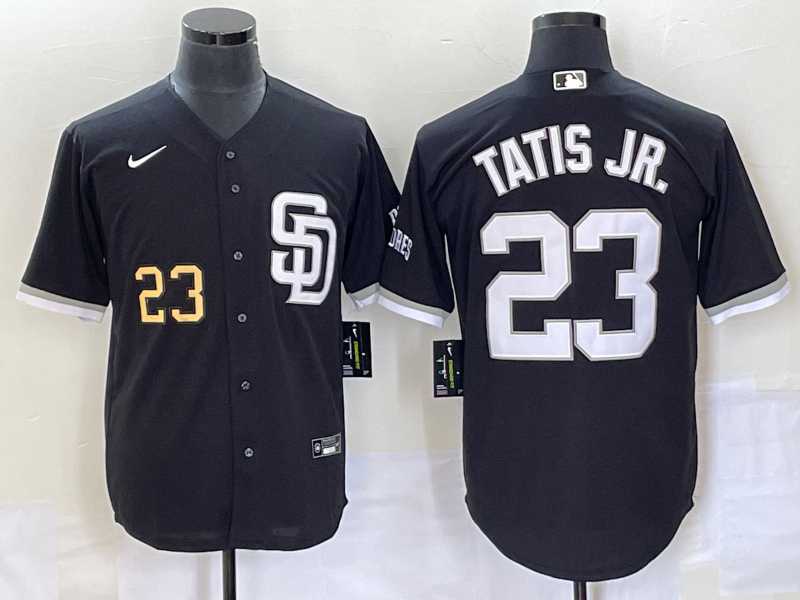 Men%27s San Diego Padres #23 Fernando Tatis Jr Number Black 2023 Cool Base Stitched Jersey
